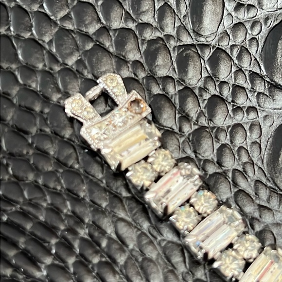 ALBERT WEISS VINTAGE CRYSTAL Art Deco Style BRACELET IN SILVER - Picture 5 of 15